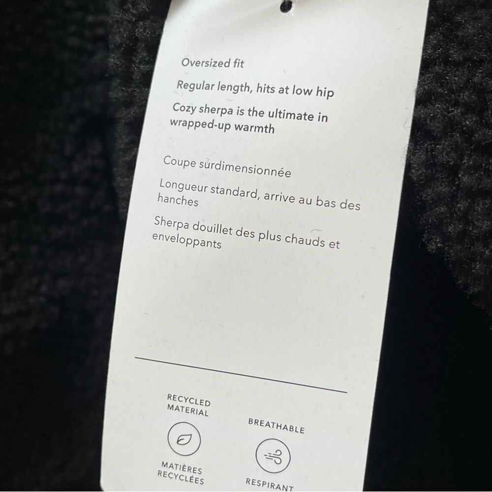 NWT Athleta Cozy Sherpa Snap Sweatshirt Black Size XL Oversized - Picture 12 of 16